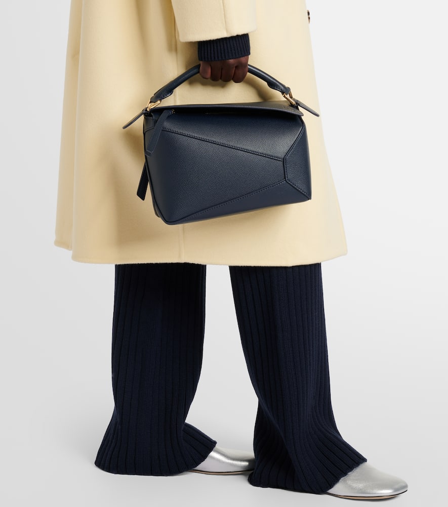 Loewe Puzzle Edge Small Shoulder Bag In Leather In Blue