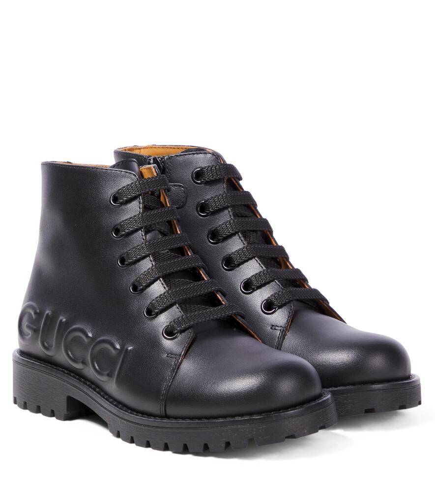 Gucci Kids Logo embossed leather boots