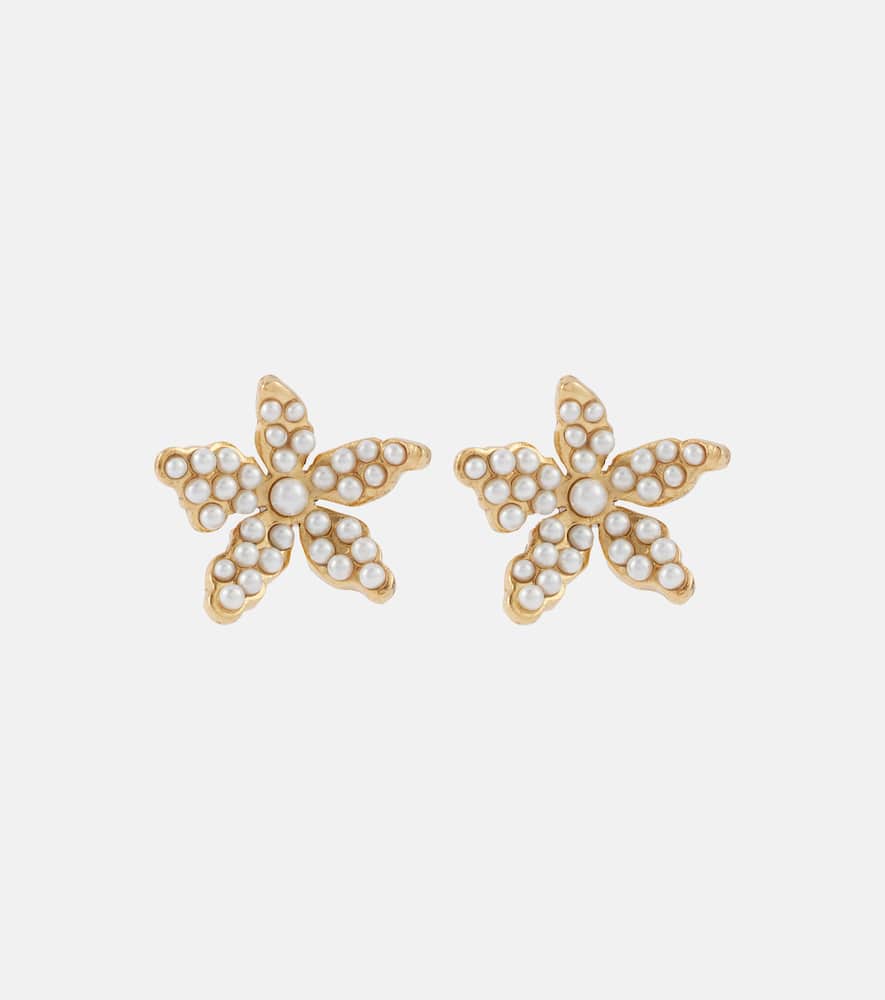 Oscar de la Renta Floral faux pearl earrings
