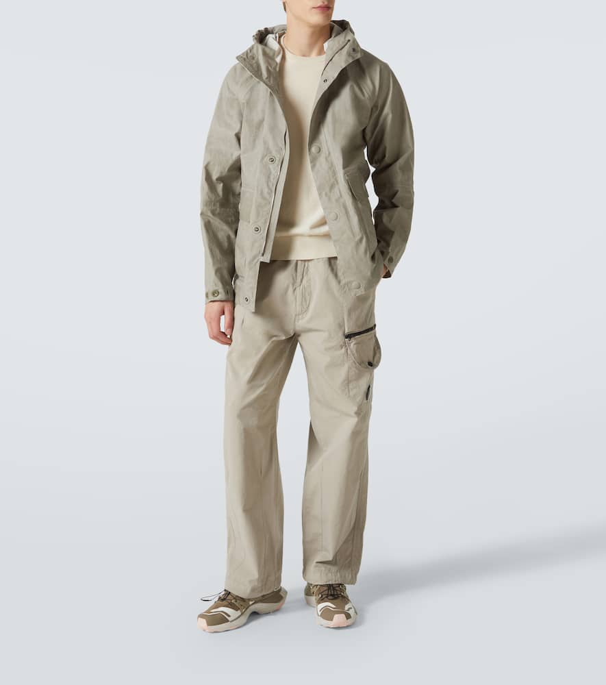 C.p. Company Goggle Lens Linen Jacket In Green
