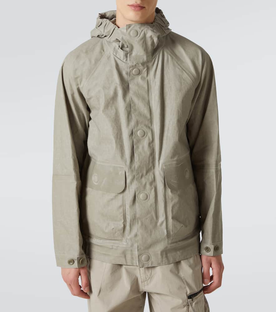 C.p. Company Goggle Lens Linen Jacket In Green