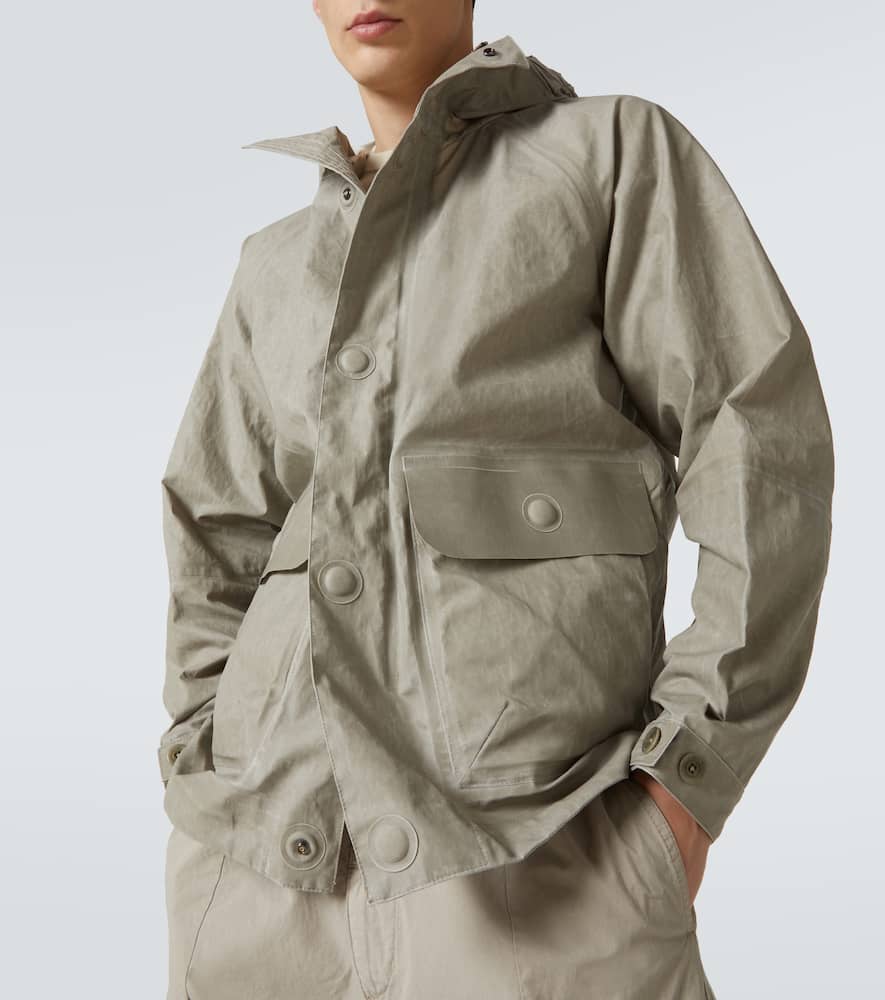 C.p. Company Goggle Lens Linen Jacket In Green