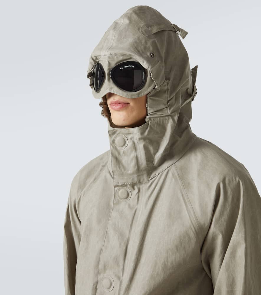 C.p. Company Goggle Lens Linen Jacket In Green
