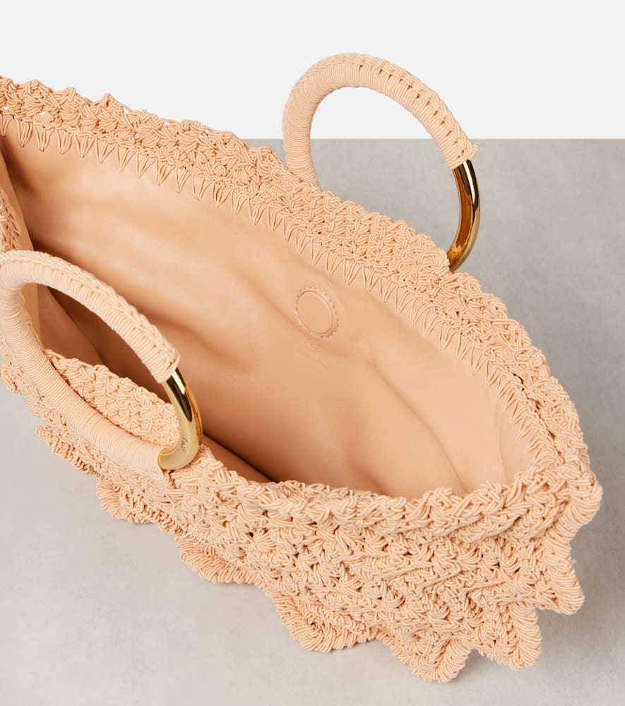 Chloé Bracelet Paravent Small Crochet Tote Bag In Pink