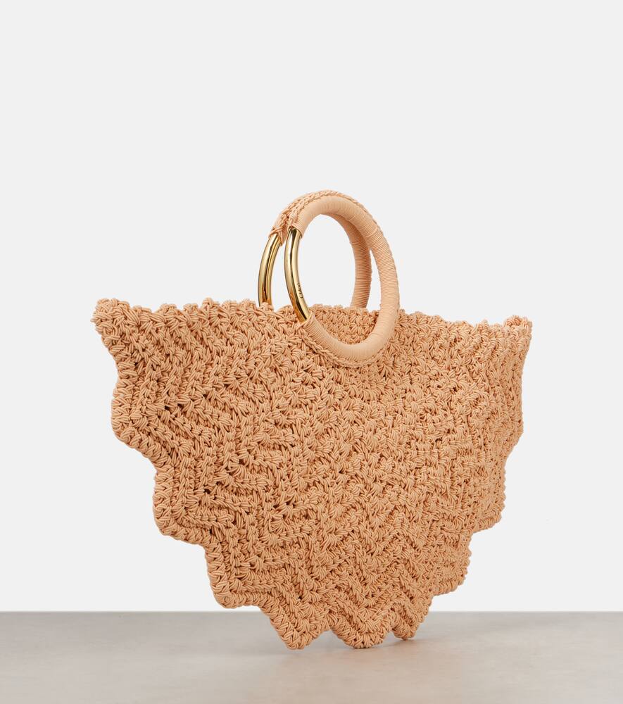 Chloé Bracelet Paravent Small Crochet Tote Bag In Pink