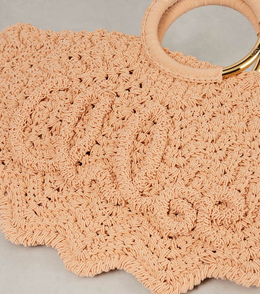 Chloé Bracelet Paravent Small Crochet Tote Bag In Pink