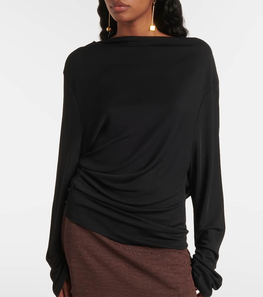 Jacquemus Croisière Draped Open-back Crêpe Jersey Top In Black