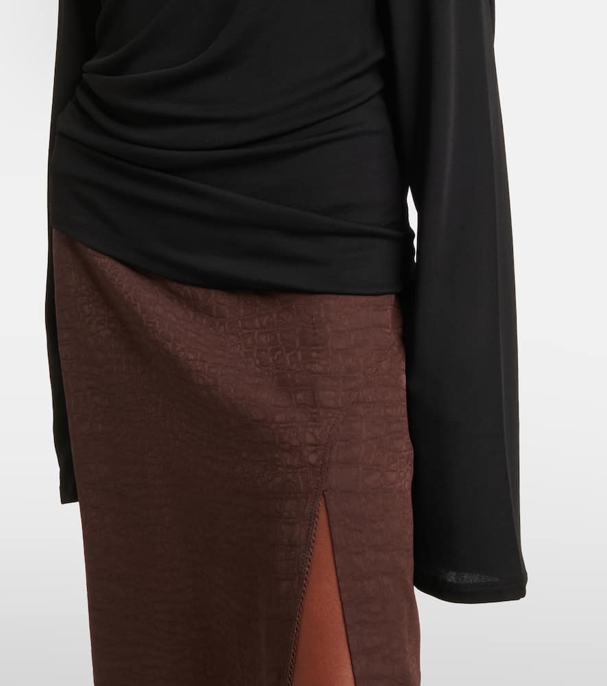 Jacquemus Croisière Draped Open-back Crêpe Jersey Top In Black