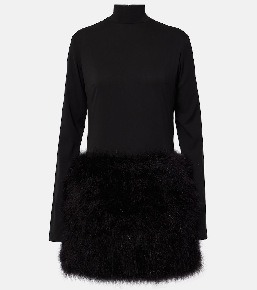 The New Arrivals Ilkyaz Ozel Elly Feather Trimmed Silk Minidress