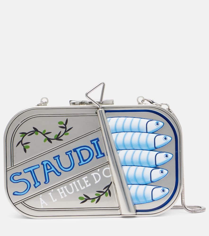 Staud Ines Tin Clutch Silver Multi