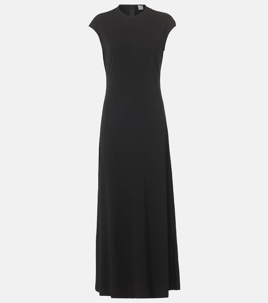 Totême Black Draped Knit Midi Dress In Black