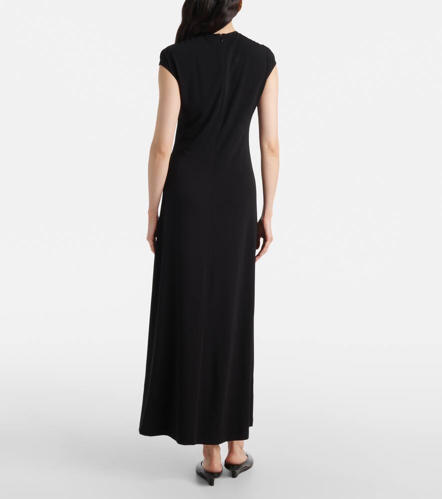Totême Black Draped Knit Midi Dress In Black