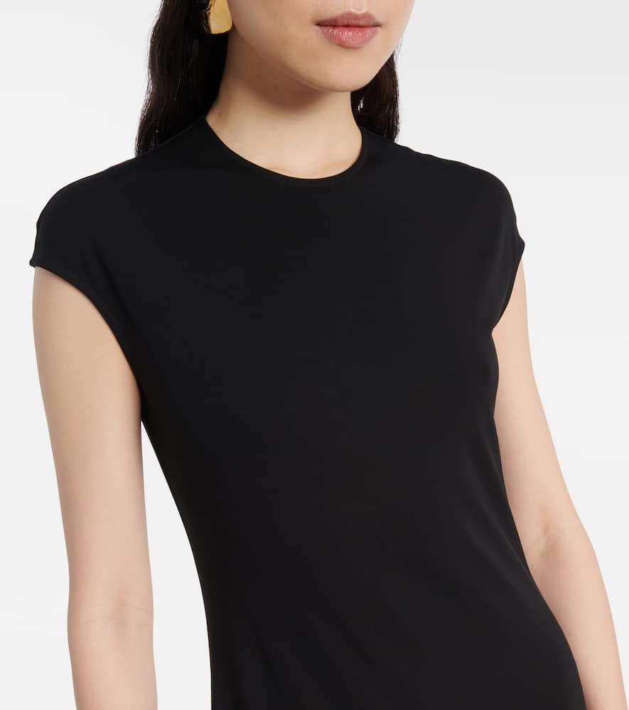 Totême Black Draped Knit Midi Dress In Black