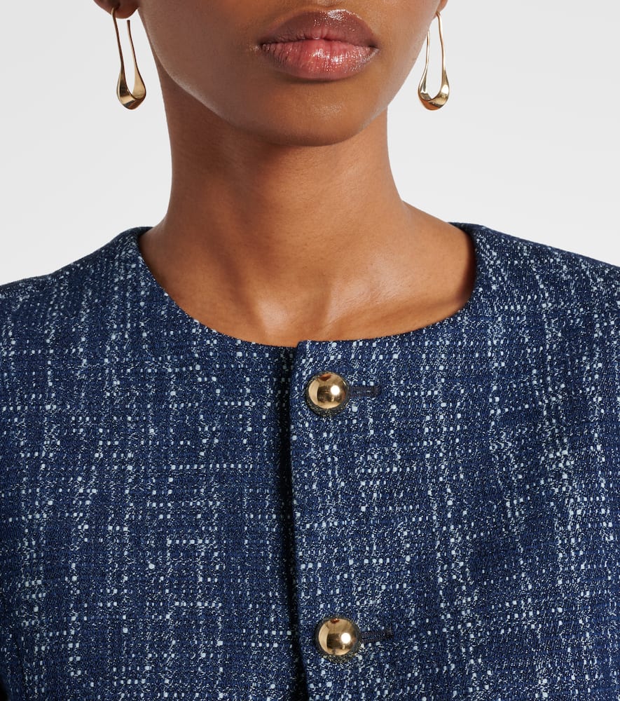Frame Womens Indigo Boxy-fit Round-neck Cotton-tweed Jacket Xl In Blue