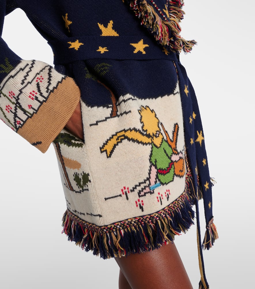 Alanui The Little Prince Long Cardigan With Fringe In Blue