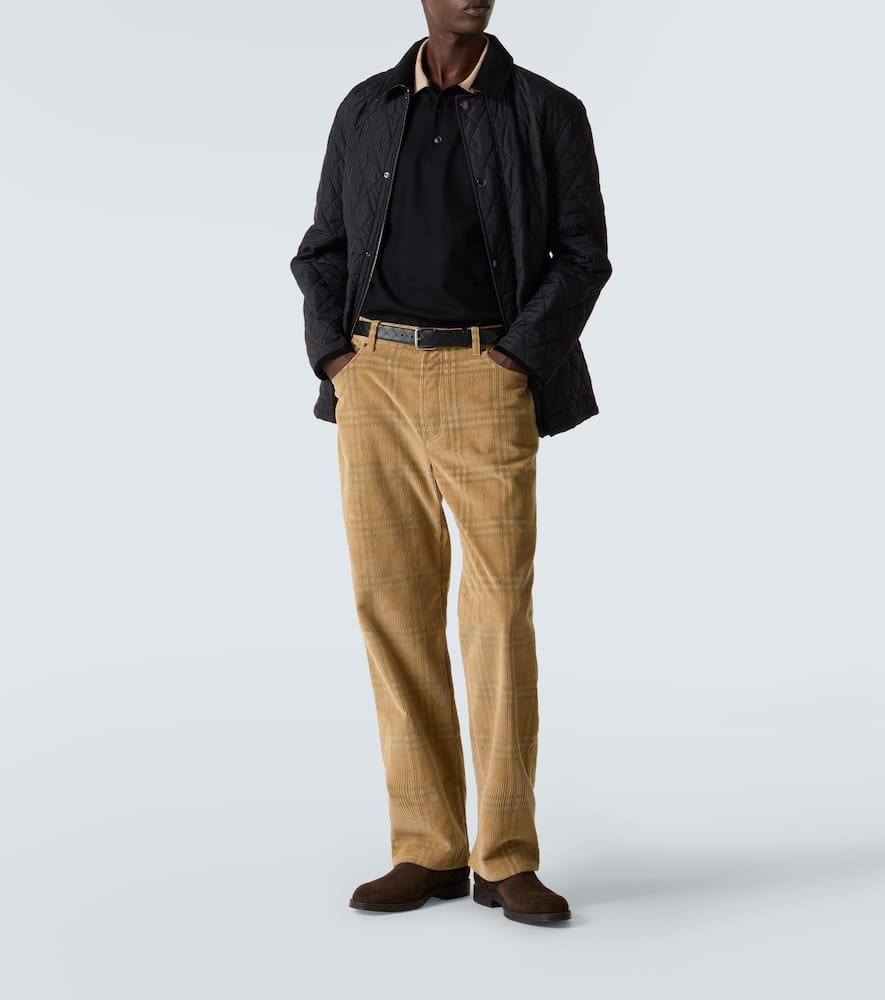 Burberry Sand-coloured Check Corduroy Trousers In Multi