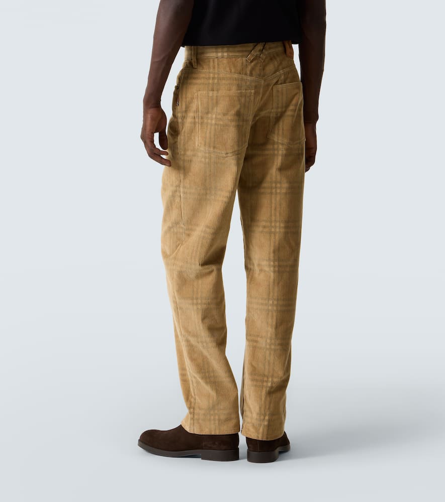 Burberry Sand-coloured Check Corduroy Trousers In Multi