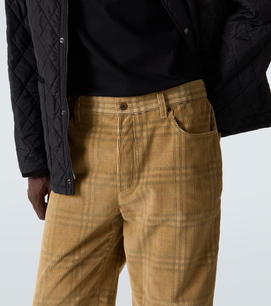 Burberry Sand-coloured Check Corduroy Trousers In Multi