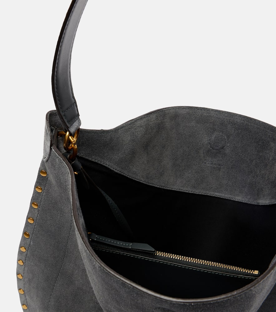 Isabel Marant Oskan Soft Medium Suede Shoulder Bag In Gray