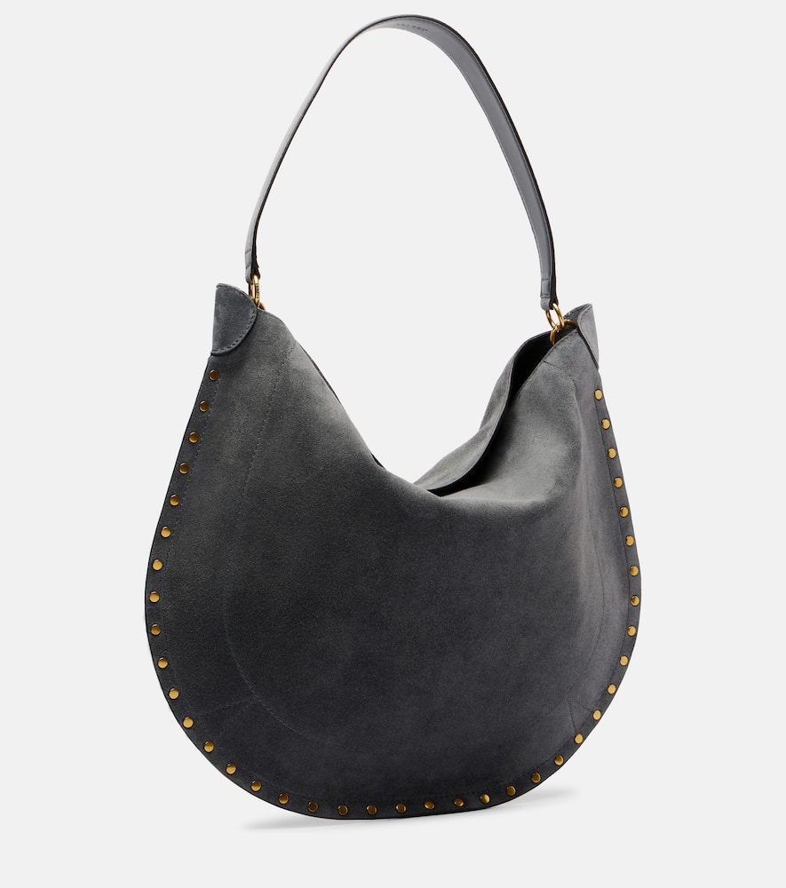 Isabel Marant Oskan Soft Medium Suede Shoulder Bag In Gray