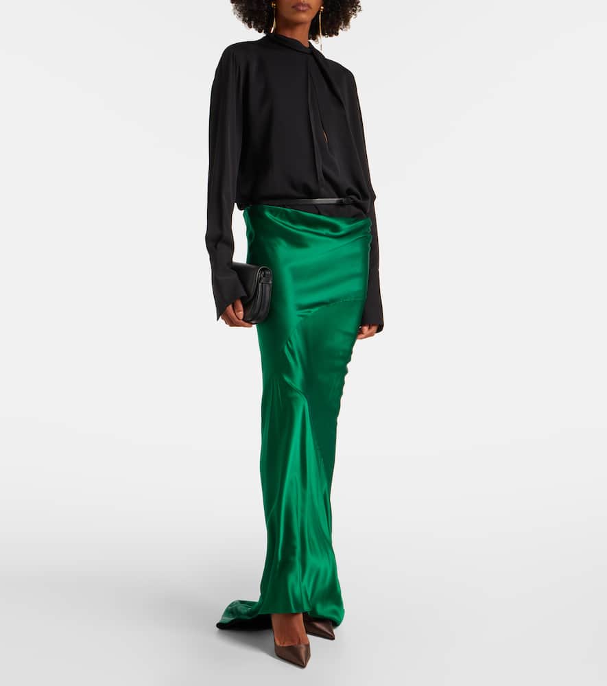 Tom Ford Washed Silk Georgette Long Sleeves Blouse Clothing In Black