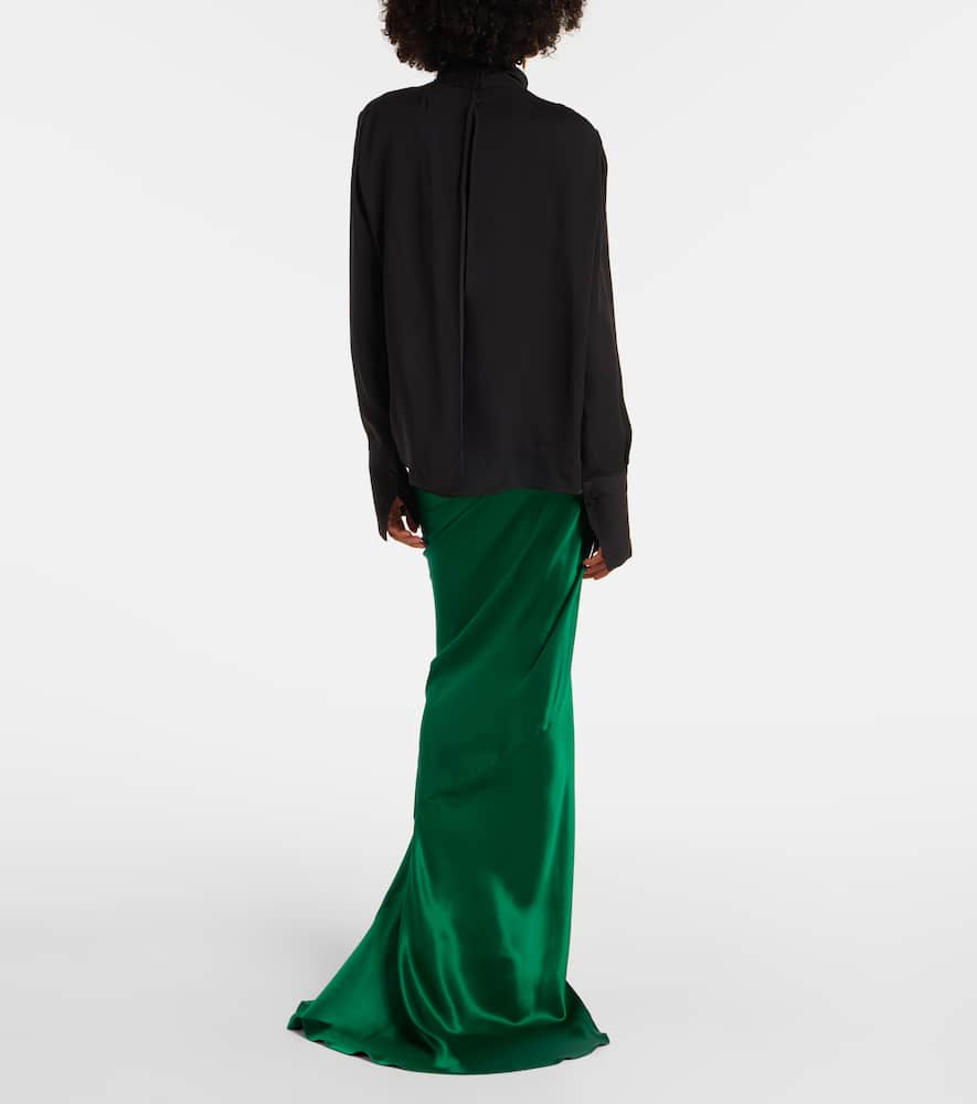 Tom Ford Washed Silk Georgette Long Sleeves Blouse Clothing In Black
