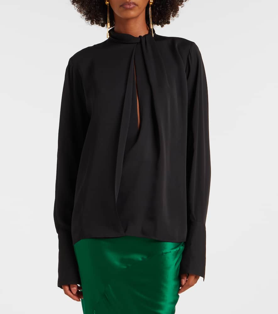 Tom Ford Washed Silk Georgette Long Sleeves Blouse Clothing In Black