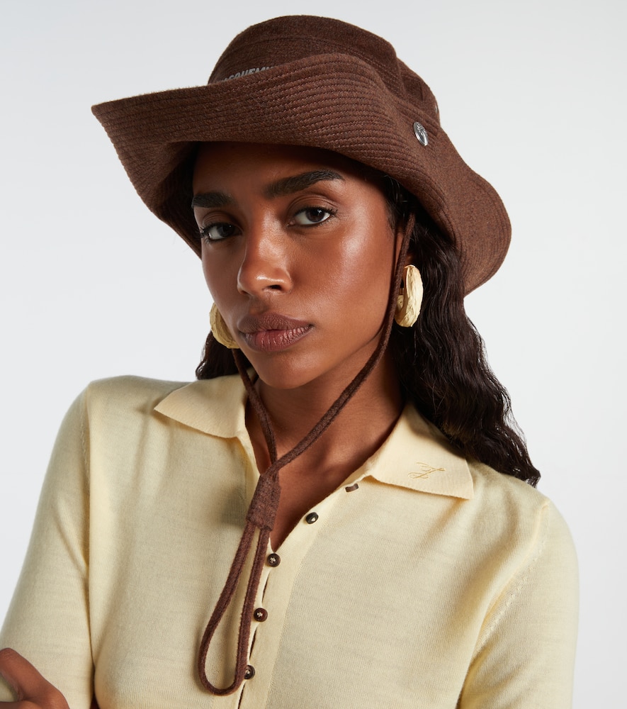 Jacquemus Artichaut Canvas Bucket Hat In Brown