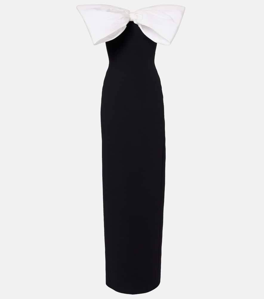 David Koma Womens Black White Bow Strapless Woven Maxi Dress In Black