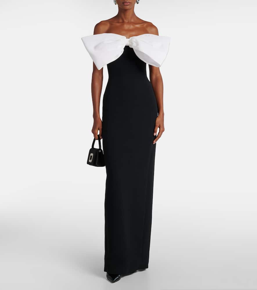 David Koma Womens Black White Bow Strapless Woven Maxi Dress In Black