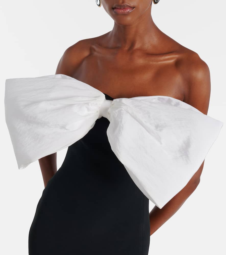 David Koma Womens Black White Bow Strapless Woven Maxi Dress In Black