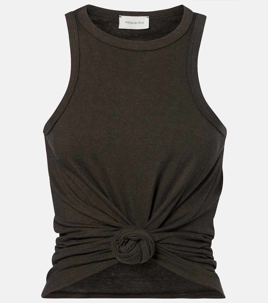 Knotted cotton and silk tank top