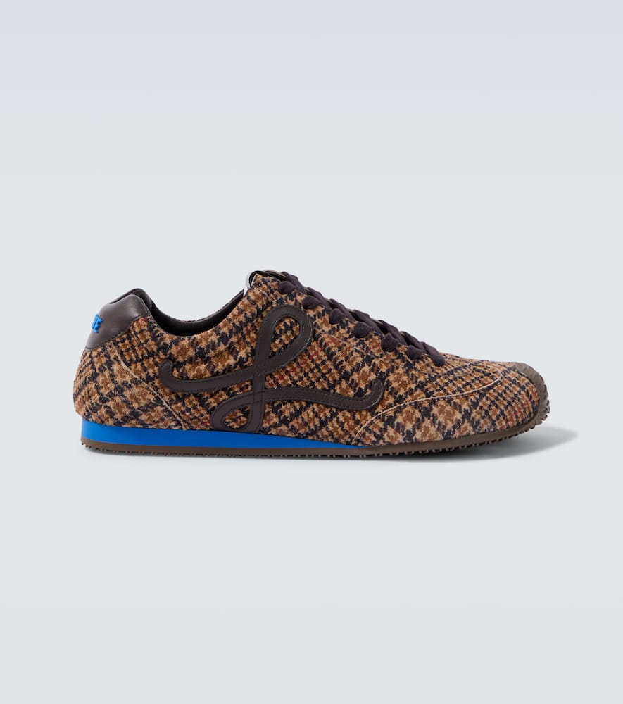 Loewe Ballet Runner 2.0 Leather-trimmed Checked Wool Sneakers In Multi