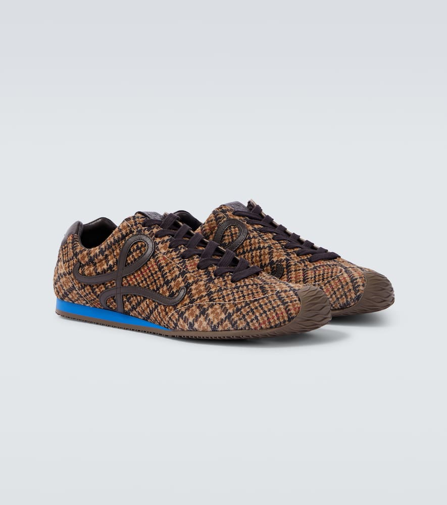 Loewe Ballet Runner 2.0 Leather-trimmed Checked Wool Sneakers In Multi