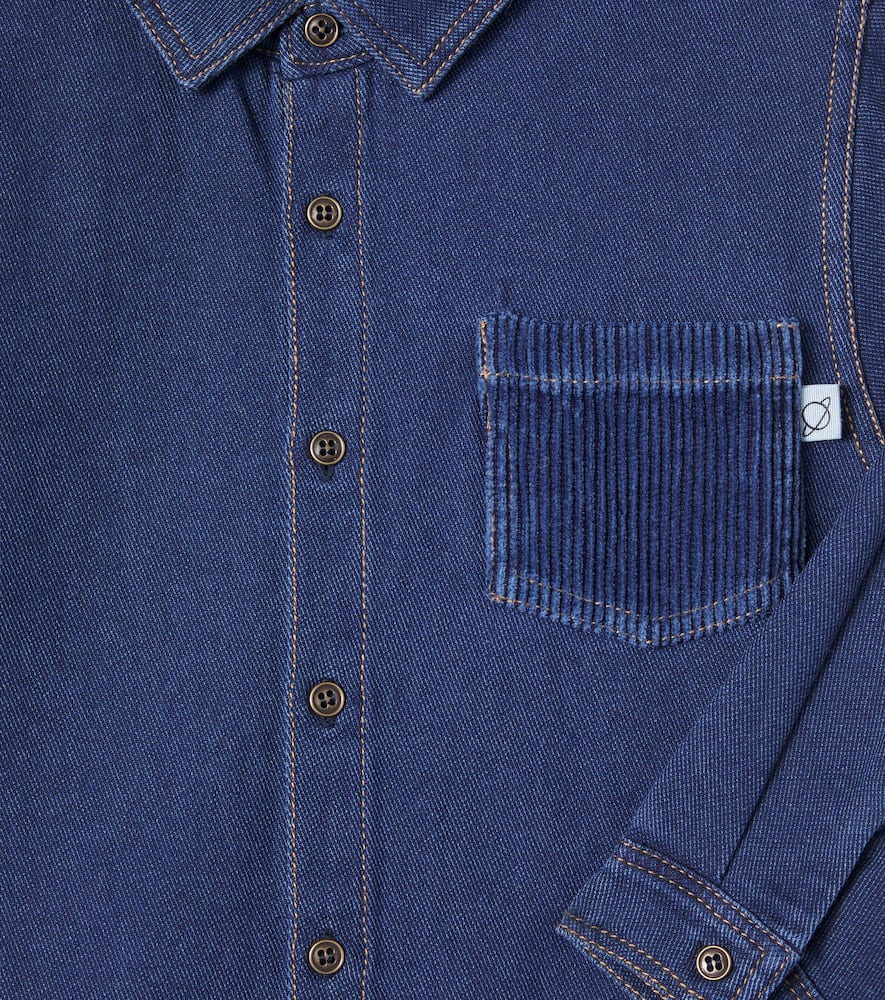 Cozmo Greg Cotton Denim Shirt In Blue