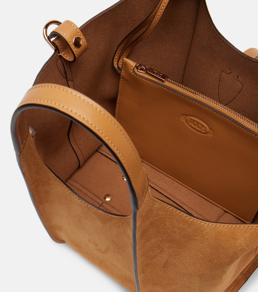 Tod's T Timeless Small Suede Tote Bag In Sand