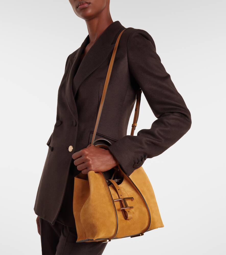 Tod's T Timeless Small Suede Tote Bag In Sand