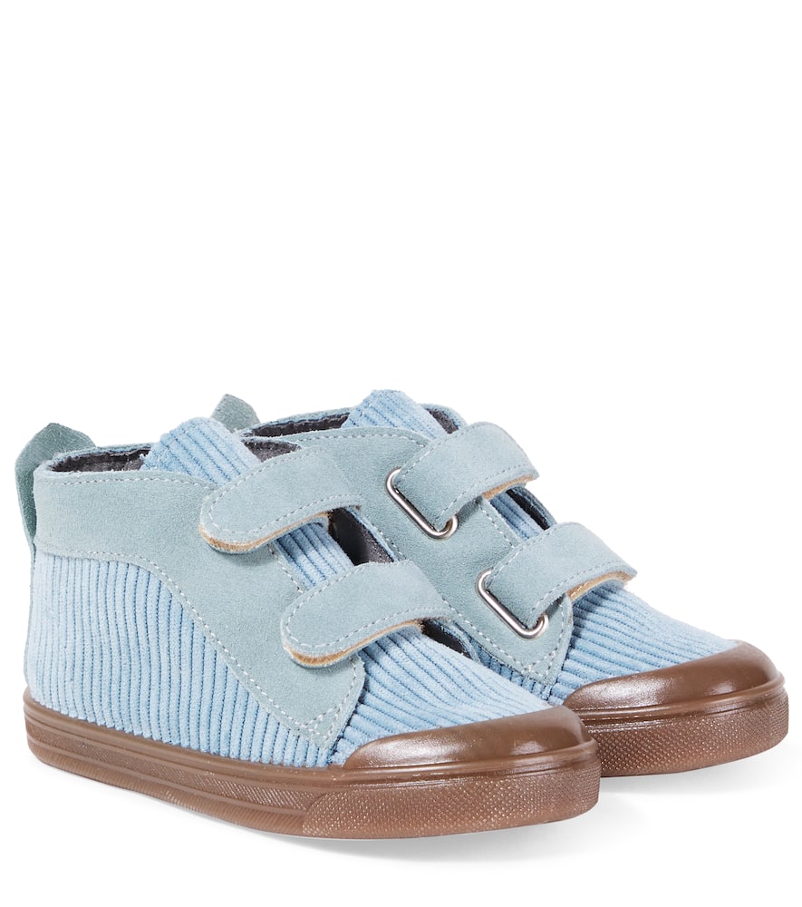 Pèpè Corduroy And Suede Sneakers In Blue