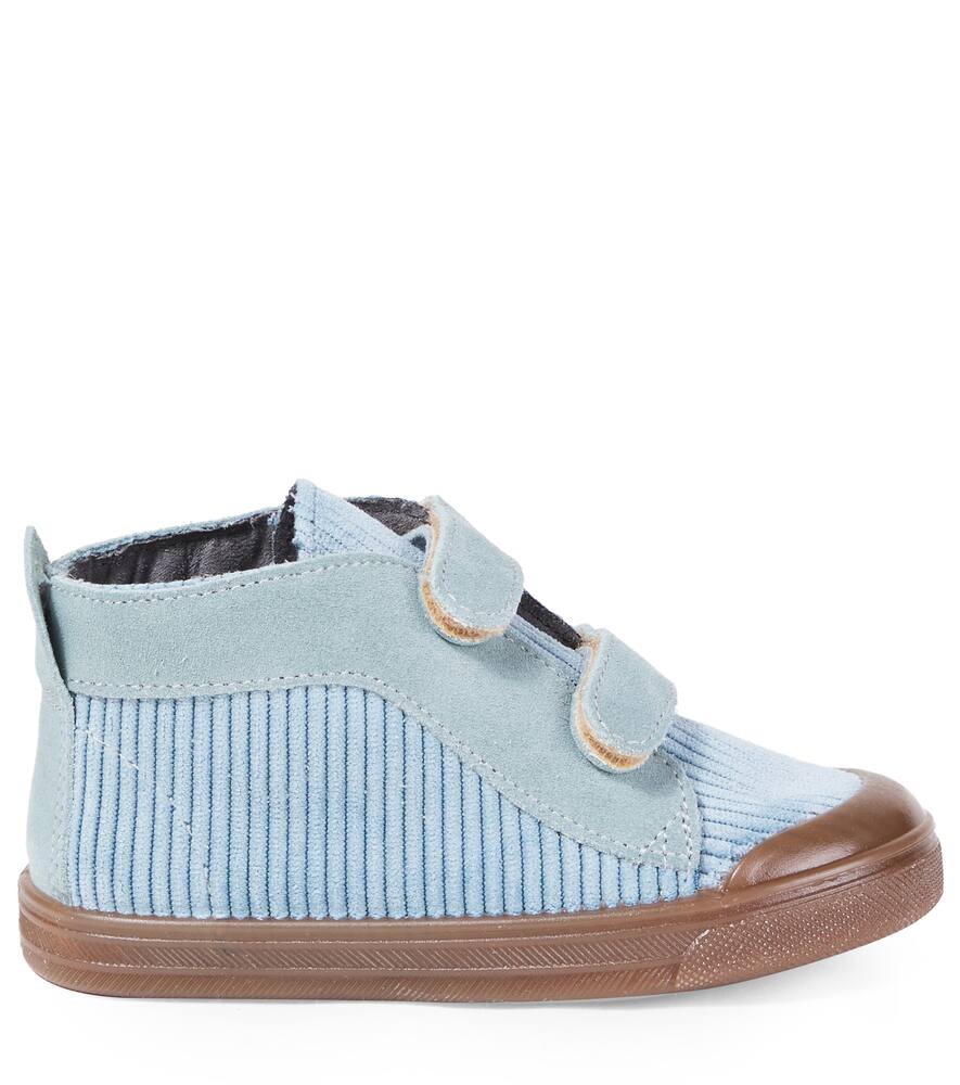 Pèpè Corduroy And Suede Sneakers In Blue