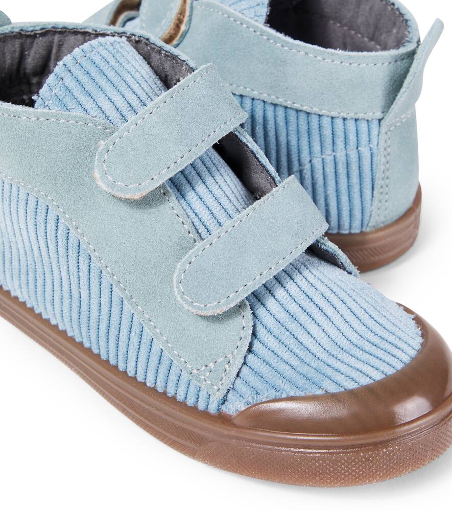 Pèpè Corduroy And Suede Sneakers In Blue
