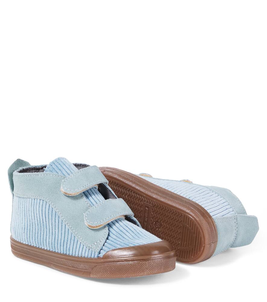 Pèpè Corduroy And Suede Sneakers In Blue