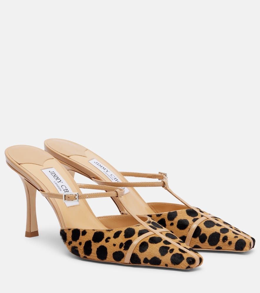 Jimmy Choo Gloria 85 Leopard-print Calf Hair Mules In Animal Print