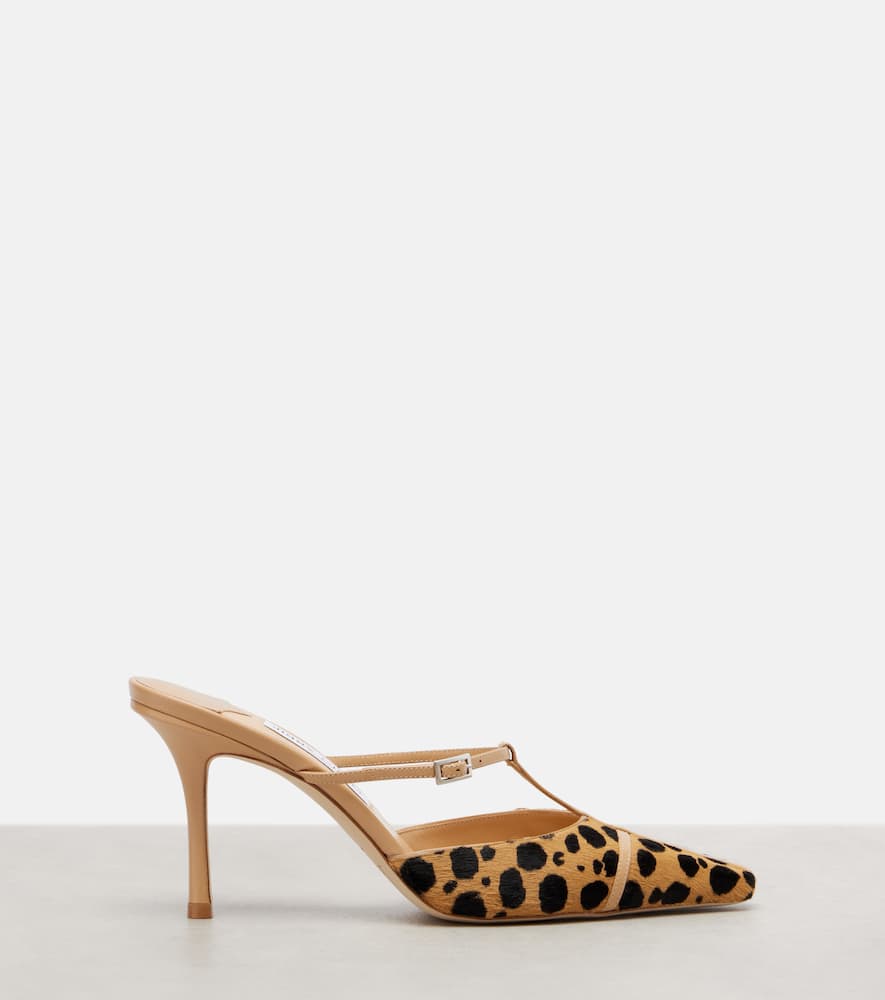 Jimmy Choo Gloria 85 Leopard-print Calf Hair Mules In Animal Print