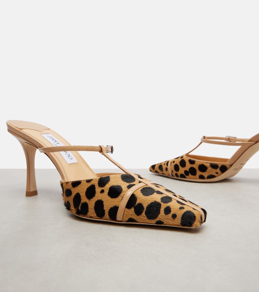 Jimmy Choo Gloria 85 Leopard-print Calf Hair Mules In Animal Print