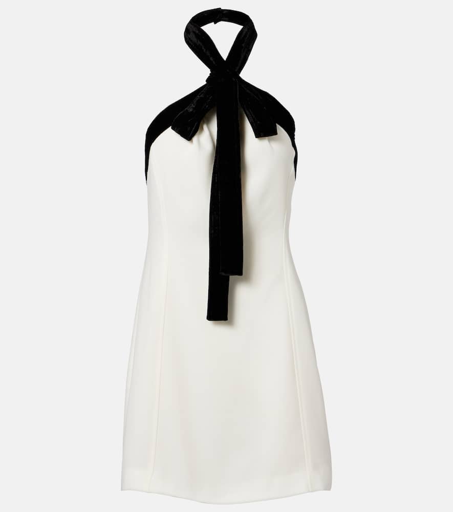 Simkhai Jolie Velvet-trimmed Crepe Minidress In White