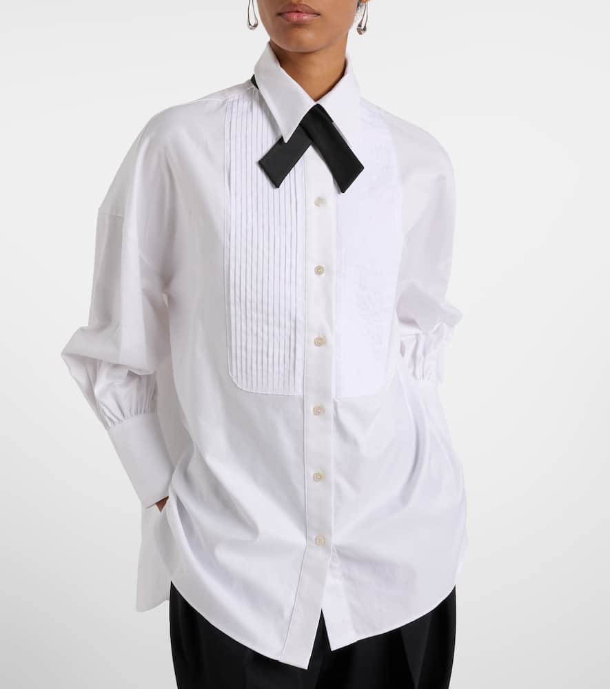Joseph Ferrus Grosgrain-trimmed Pintucked Cotton Oxford Shirt In White