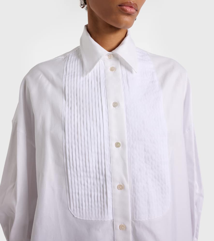 Joseph Ferrus Grosgrain-trimmed Pintucked Cotton Oxford Shirt In White