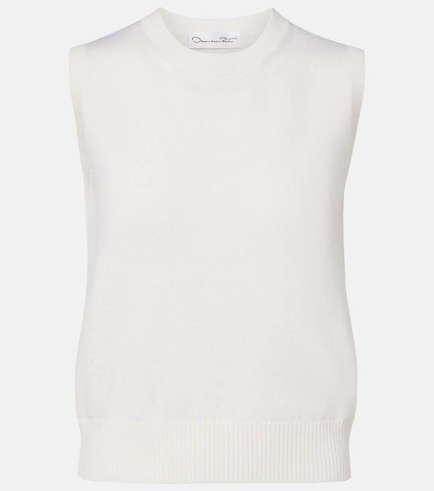 Oscar De La Renta Virgin Wool Sweater Vest In White
