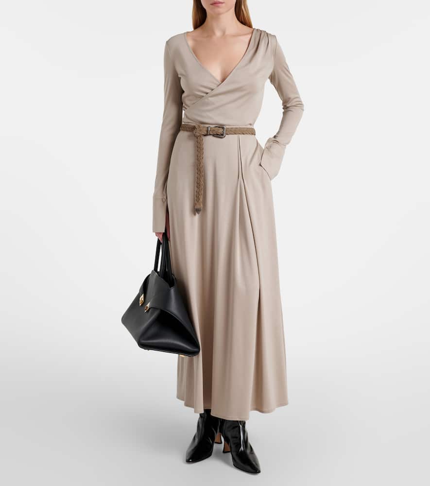 Max Mara Stilla Virgin Wool Midi Skirt In Neutral