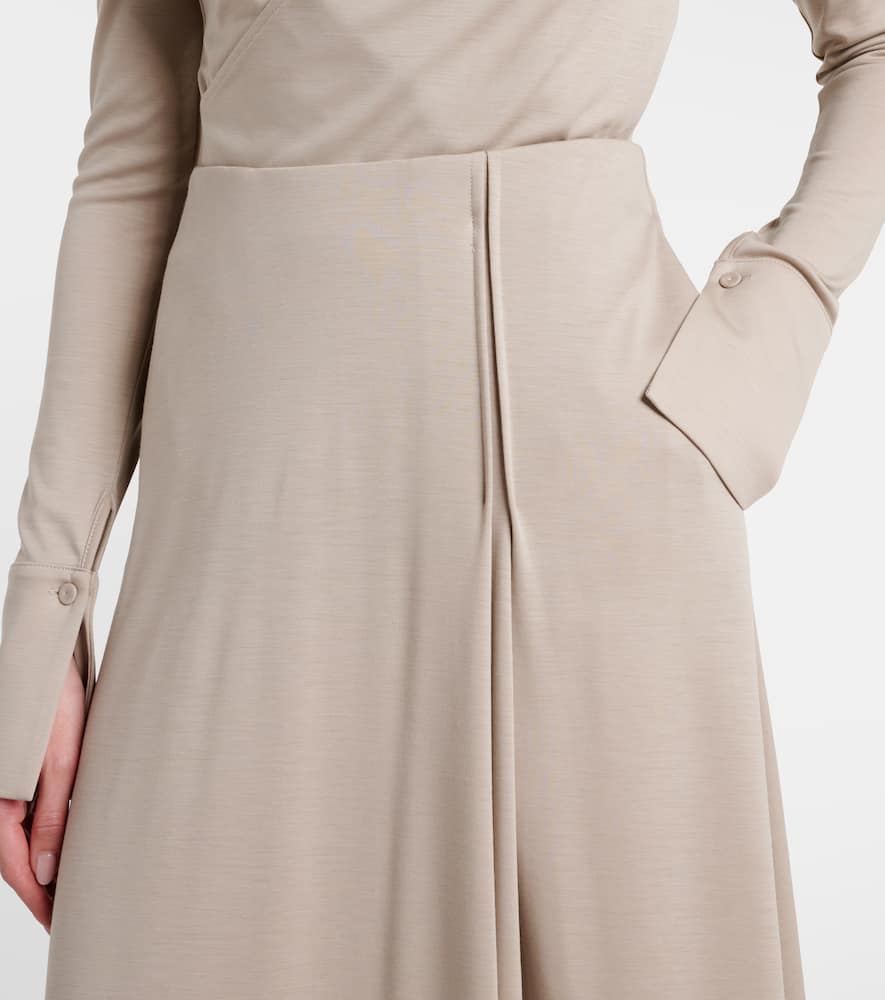 Max Mara Stilla Virgin Wool Midi Skirt In Neutral
